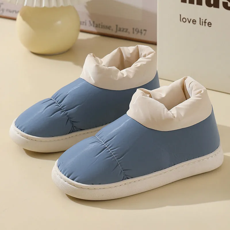 Down Cloth Home Slippers Winter Thickened Warm Cotton Shoes With Back Heel Couple Garden Outdoor Indoor Floor House Shoes Women