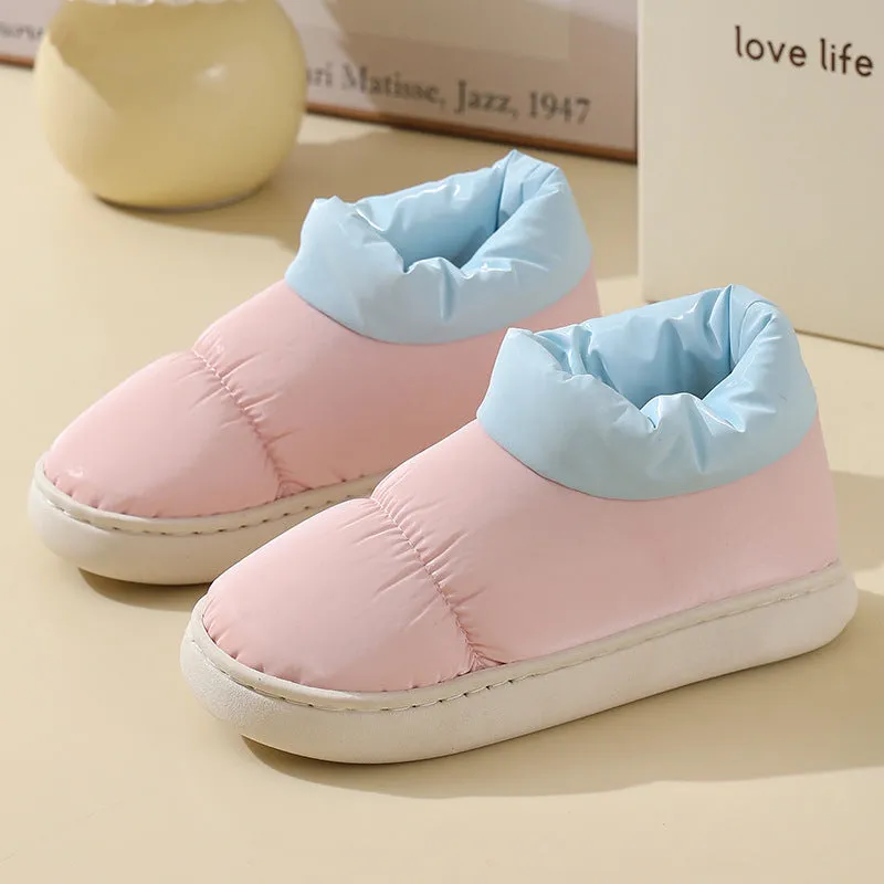 Down Cloth Home Slippers Winter Thickened Warm Cotton Shoes With Back Heel Couple Garden Outdoor Indoor Floor House Shoes Women