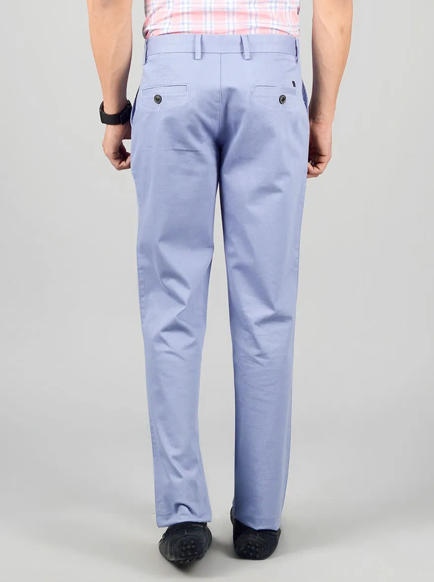 Dusk Blue Solid Slim Fit Casual Trouser | JadeBlue