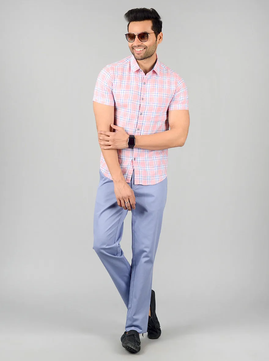 Dusk Blue Solid Slim Fit Casual Trouser | JadeBlue