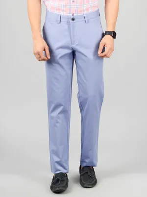 Dusk Blue Solid Slim Fit Casual Trouser | JadeBlue