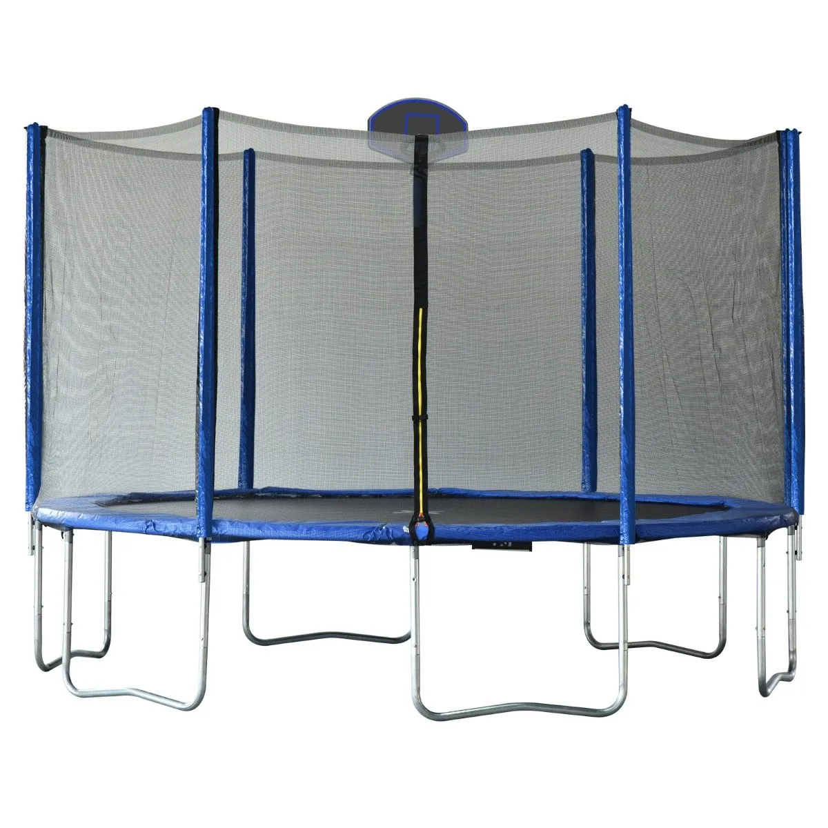 EASYCOMFORT Trampolino Elastico con Canestro Basket e Rete Sicurezza ?366 x 260A cm