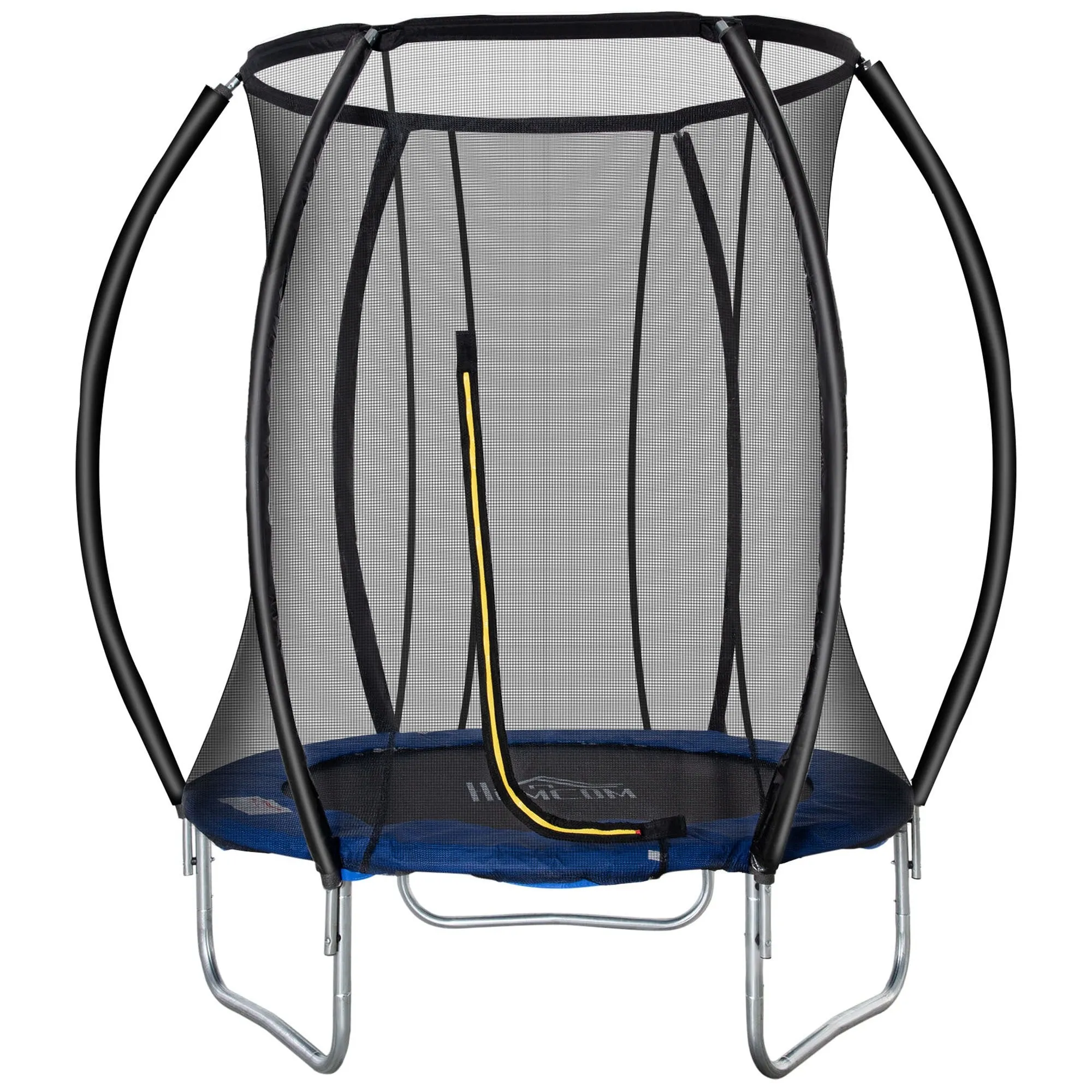 EasyComfort Trampolino Elastico Fitness Blu a 36 Molle per Adulti e Bambini con Rete di Protezione e 3 Gambe a U, Ø225x235 cm