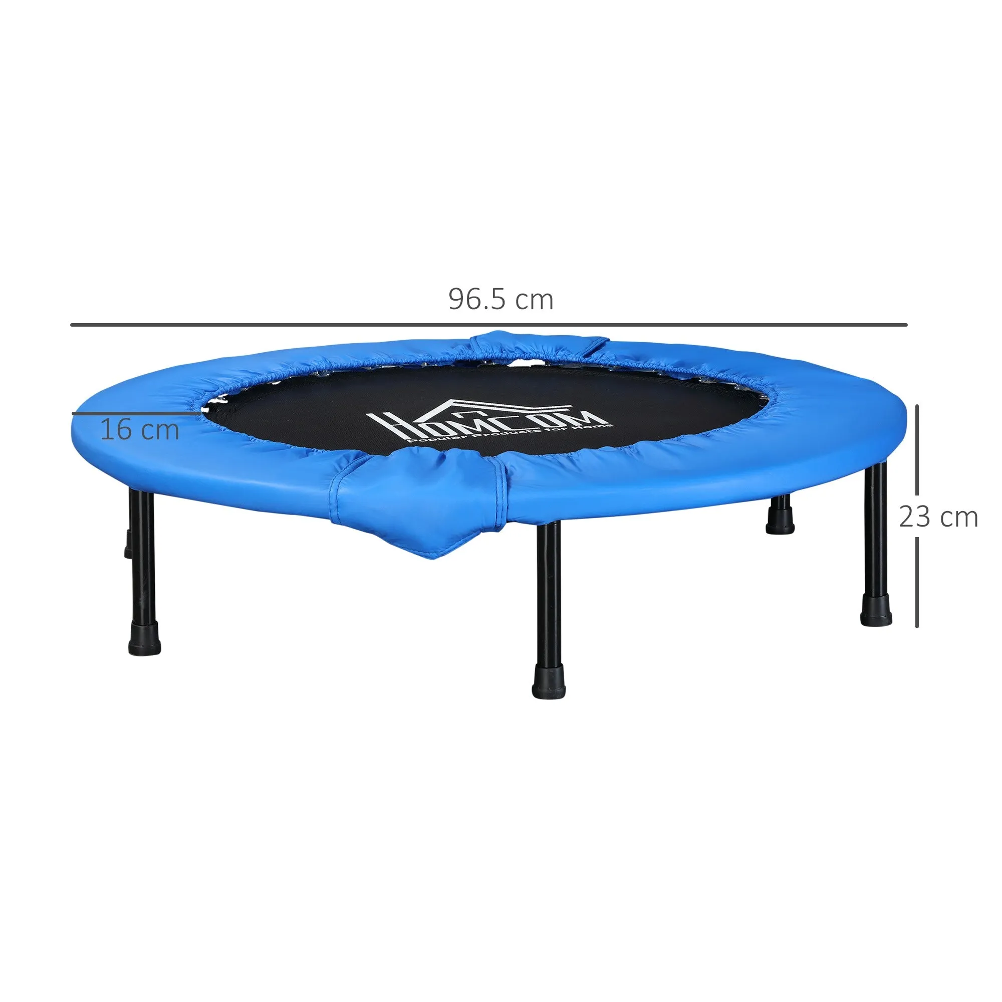 EASYCOMFORT Trampolino Elastico Fitness Pieghevole da Giardino, Φ96.5 x 23 cm, Blu e Nero