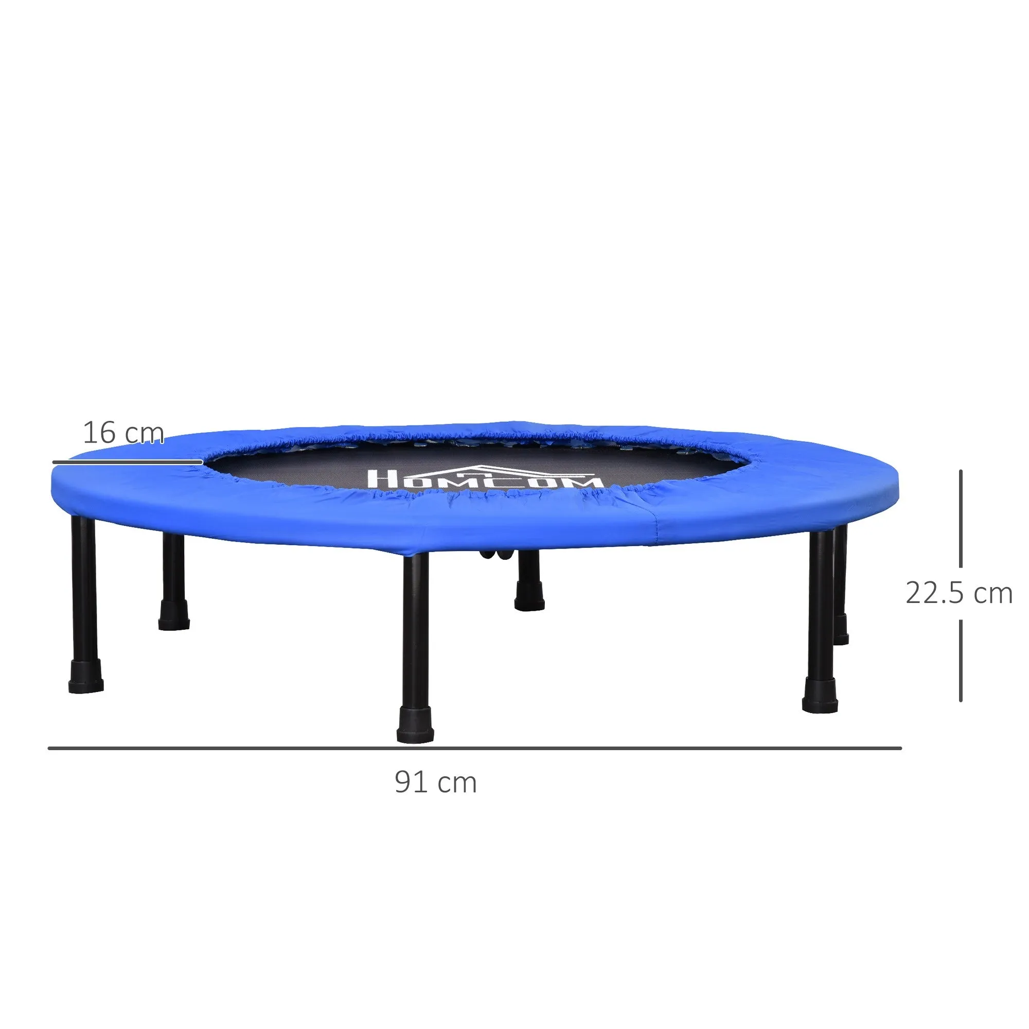 Easycomfort Trampolino Elastico per Allenamento con 30 Molle, in Acciaio, Plastica e PP, Ø91x22.5 cm, Nero e Blu