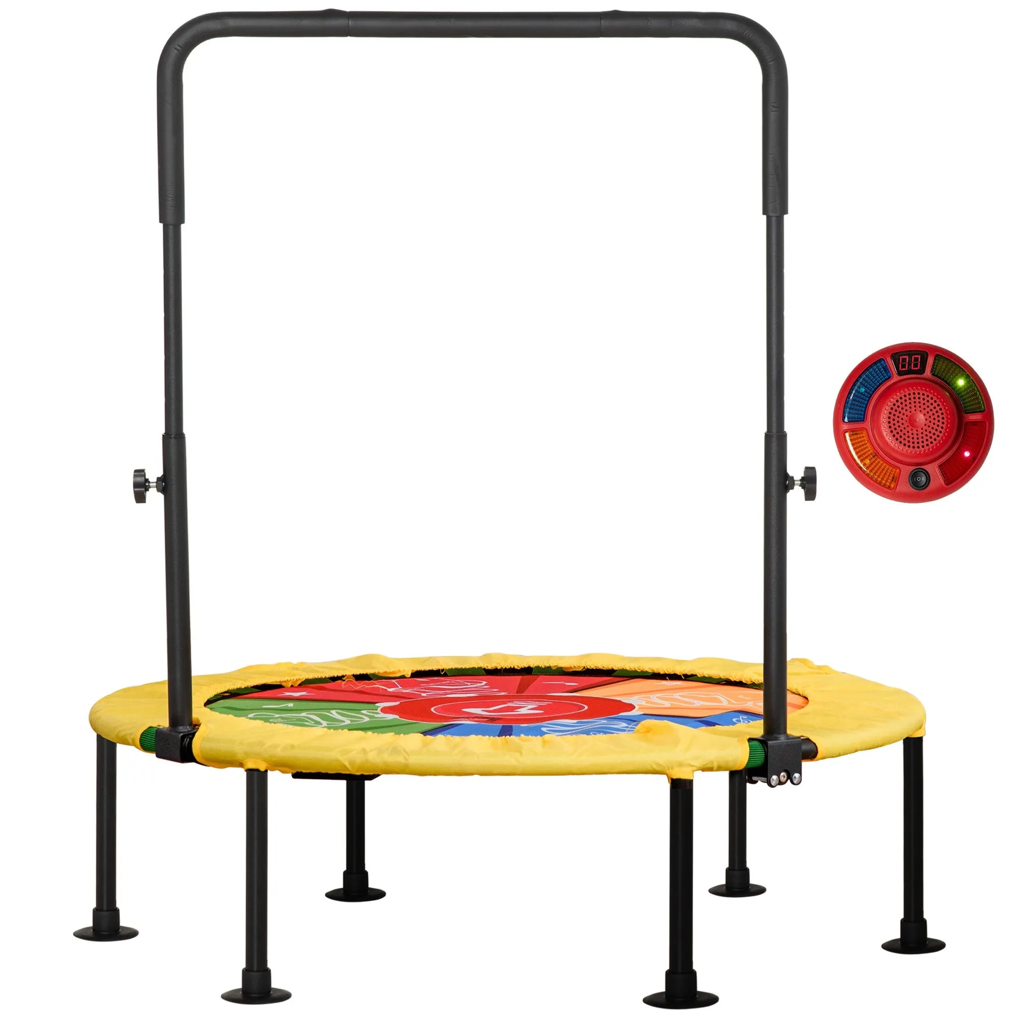 EASYCOMFORT Trampolino Elastico Pieghevole con Manubrio e Tappeto da Ballo, per Fitness e Gioco, Փ102x89-114cm