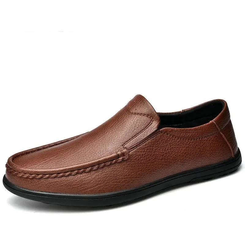 Fashion Men Cow Leather Driving Loafers Slip On Lightweight Comfortable Mens Casual Shoes Moccasins Flat Shoes