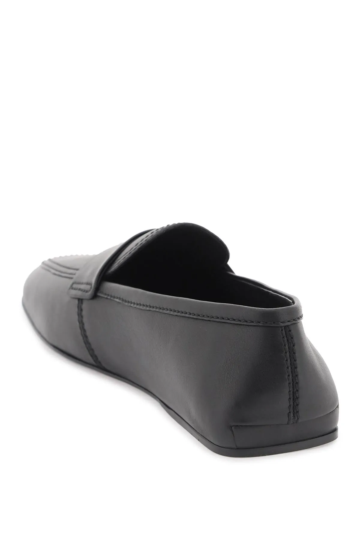 Ferragamo Black Leather Moccasins for Men with Iconic Metal Ganici Detail