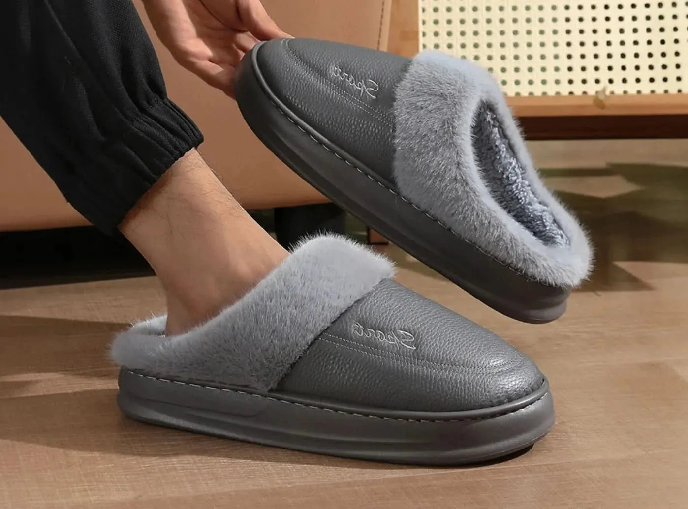 FitVille Men's Waterproof Winter Slippers