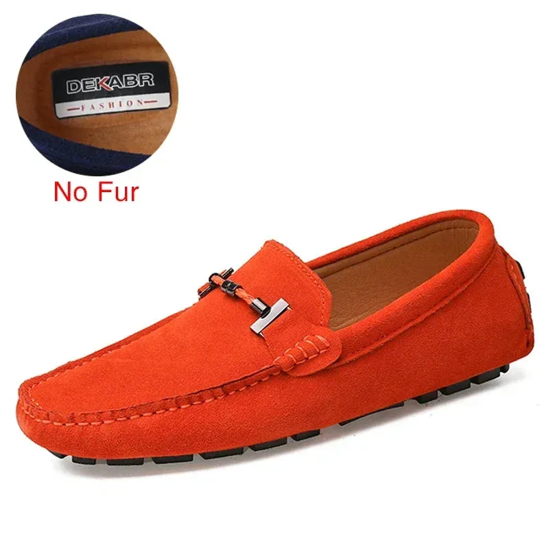 Handmade Men Loafers Luxury Genuine Leather Casual Shoes Comfortable Soft Driving Shoes Warm Fur Plus Office Moccasins