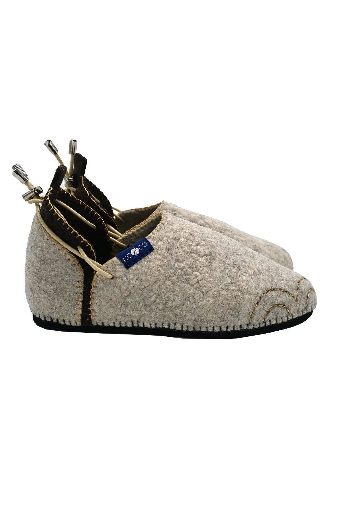 Handmade Wool Shoes Beige Brown