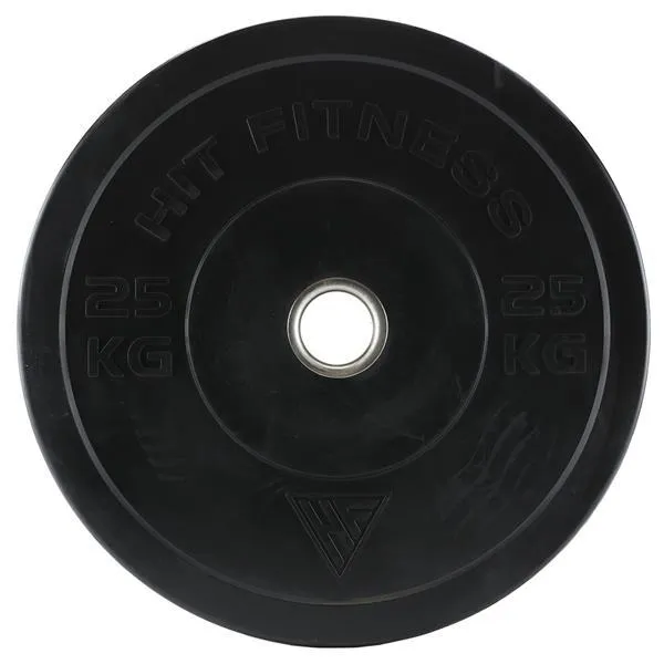 Hit Fitness 25kg Commercial Black Rubber Bumper Plate