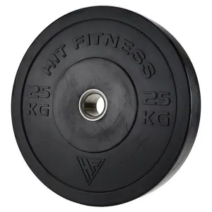 Hit Fitness 25kg Commercial Black Rubber Bumper Plate