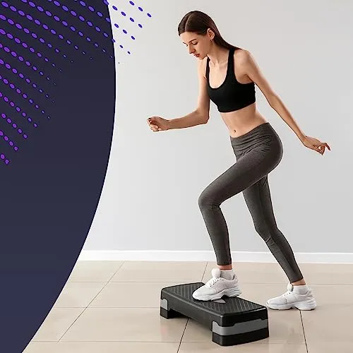 KAYMAN Exercise Stepper – Adjustable Fitness Step Platform for Home & Gym Workouts | Ideal for Aerobics, Cardio, Weights, Yoga | 2 & 4 Level Heights (10cm, 15cm)