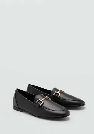 Leather moccasins with metallic detail - Black