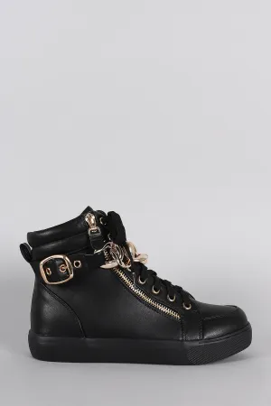 Liliana Zipper Chain High Top Lace Up Sneaker