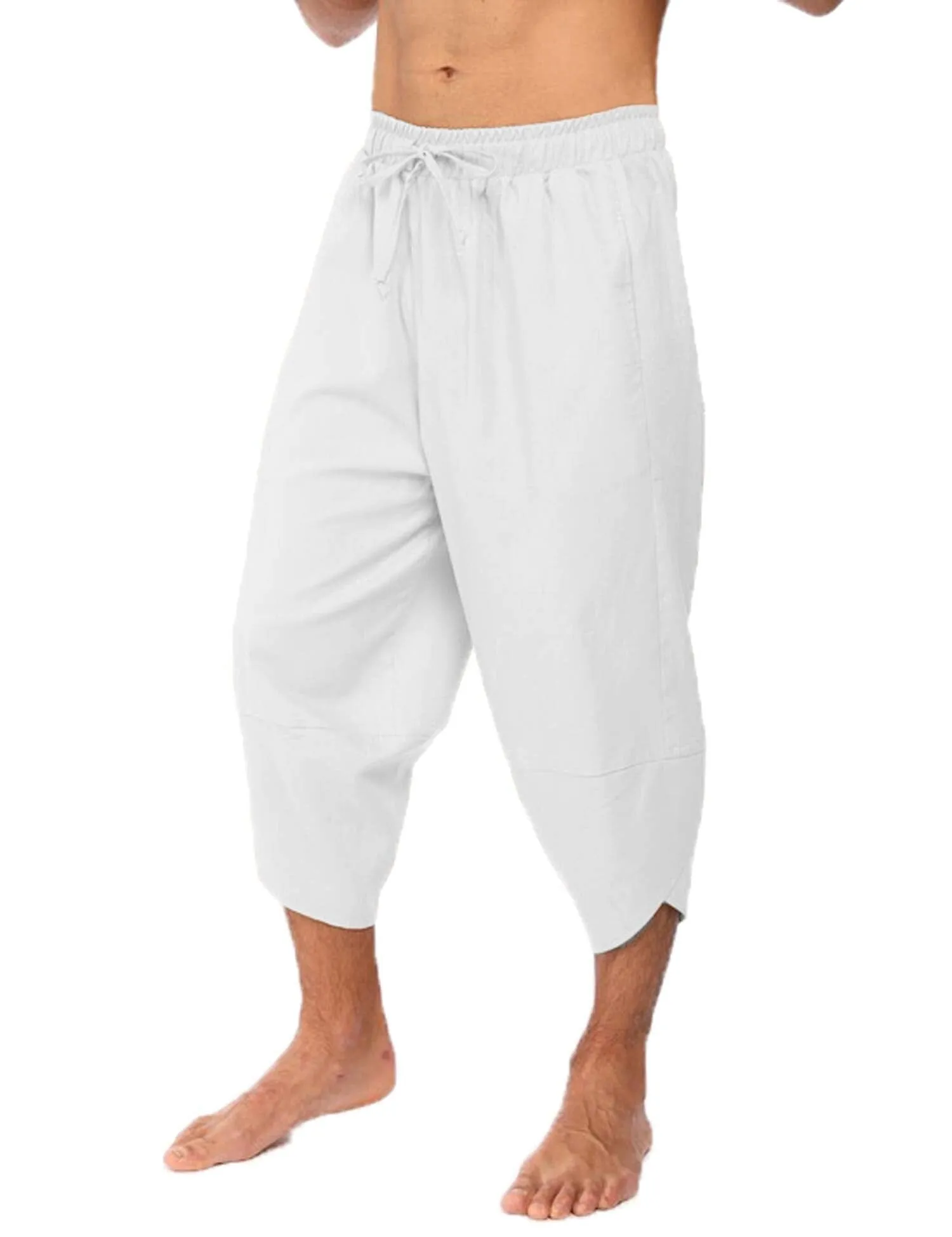 Linen Style 3/4 Shorts Yoga Trousers (US Only)