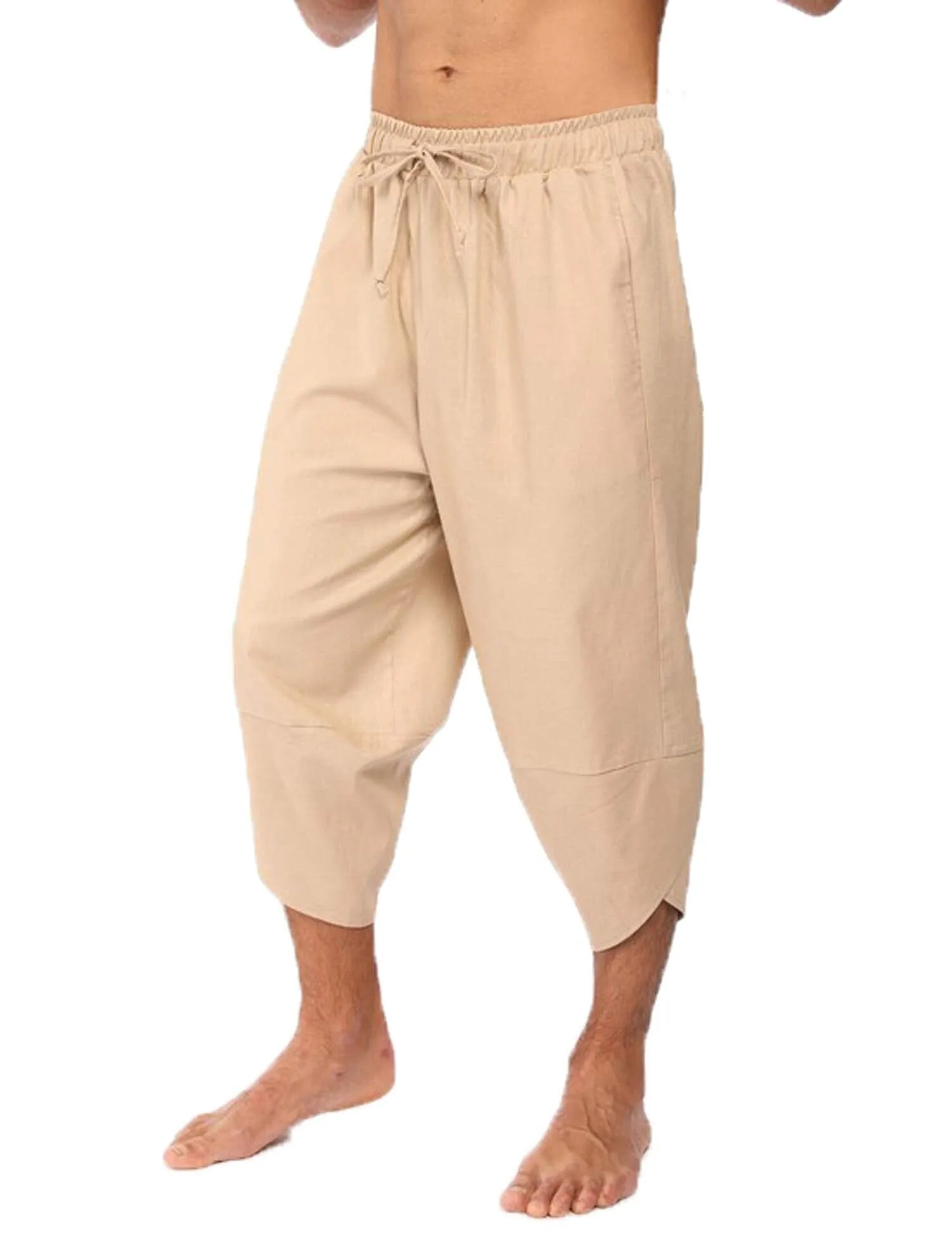 Linen Style 3/4 Shorts Yoga Trousers (US Only)