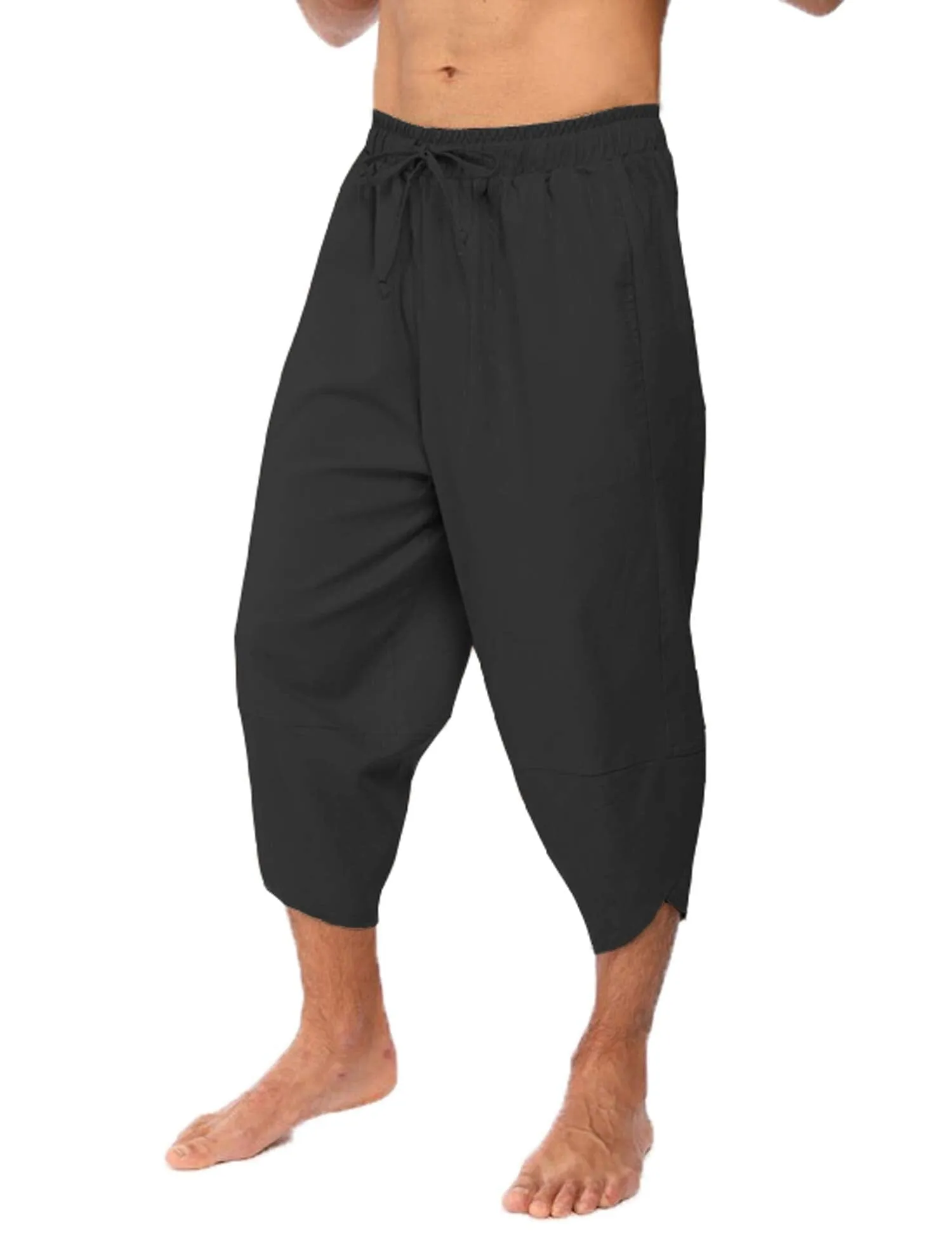 Linen Style 3/4 Shorts Yoga Trousers (US Only)