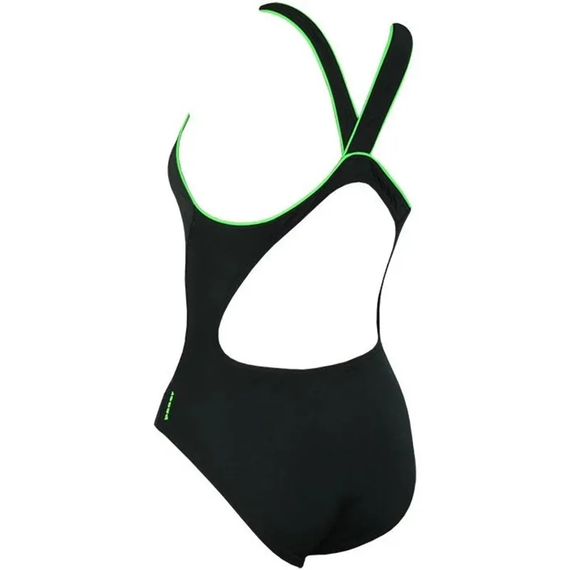 Maru - Snowy Pacer Vault Back Ladies Swimsuit - Black/White