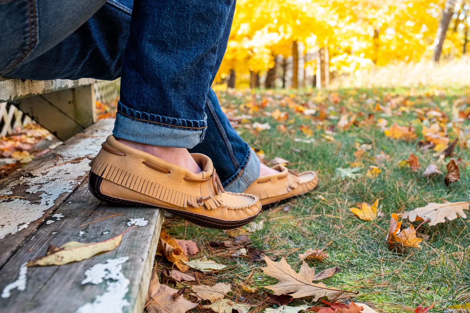 Men's Earthing Moccasins Fringed Ankle BB4685M