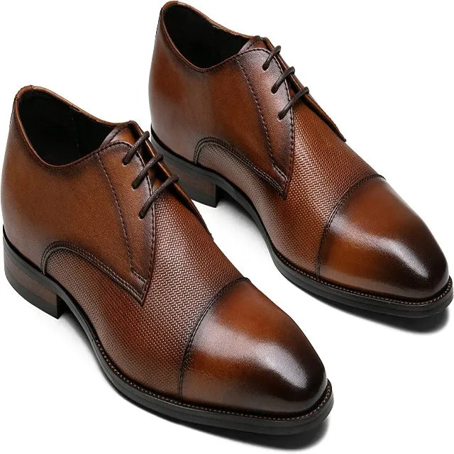 Men's Leather Cap Toe Oxford  Wingtip Derby Shoes