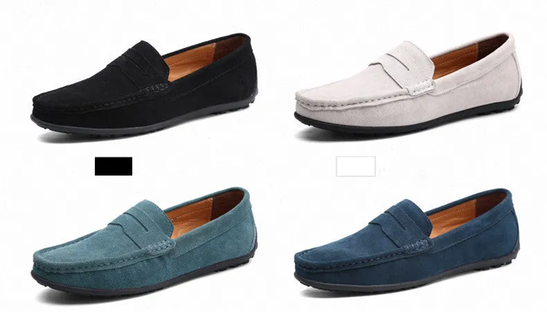 Men's Spring/Autumn Suede Genuine Leather Casual Driving Loafers/Moccasins | Plus Size