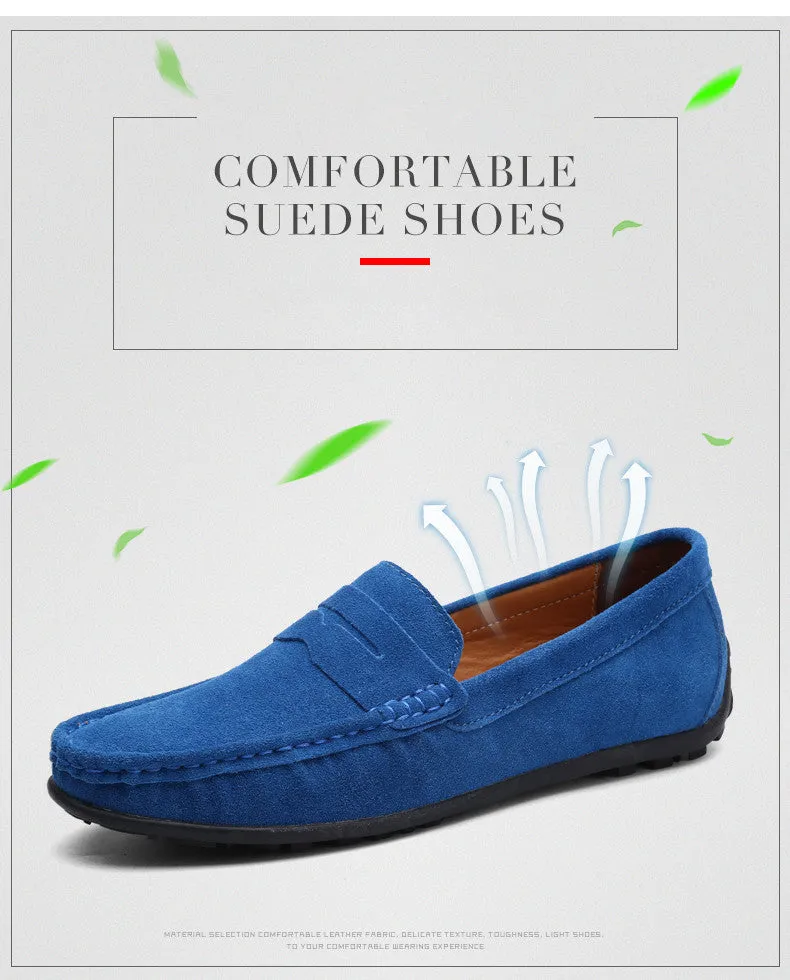 Men's Spring/Autumn Suede Genuine Leather Casual Driving Loafers/Moccasins | Plus Size