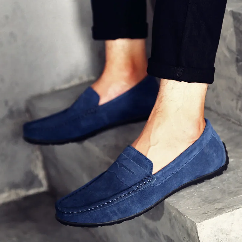 Men's Spring/Autumn Suede Genuine Leather Casual Driving Loafers/Moccasins | Plus Size