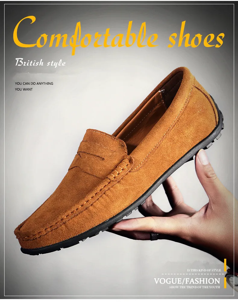 Men's Spring/Autumn Suede Genuine Leather Casual Driving Loafers/Moccasins | Plus Size