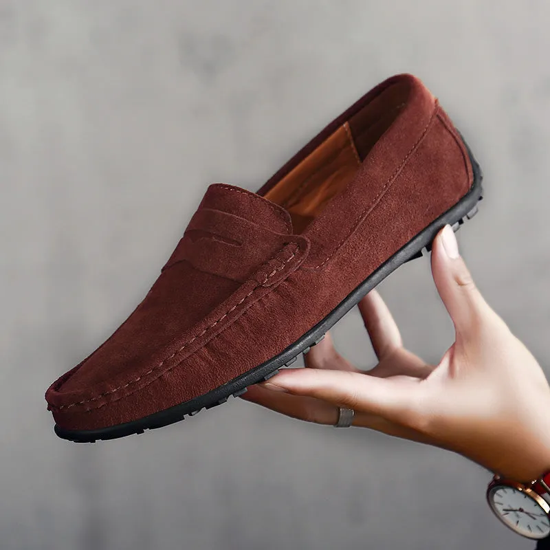 Men's Spring/Autumn Suede Genuine Leather Casual Driving Loafers/Moccasins | Plus Size