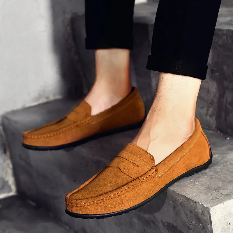 Men's Spring/Autumn Suede Genuine Leather Casual Driving Loafers/Moccasins | Plus Size