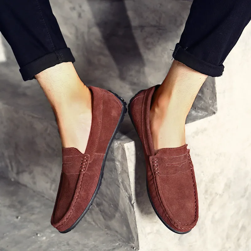 Men's Spring/Autumn Suede Genuine Leather Casual Driving Loafers/Moccasins | Plus Size