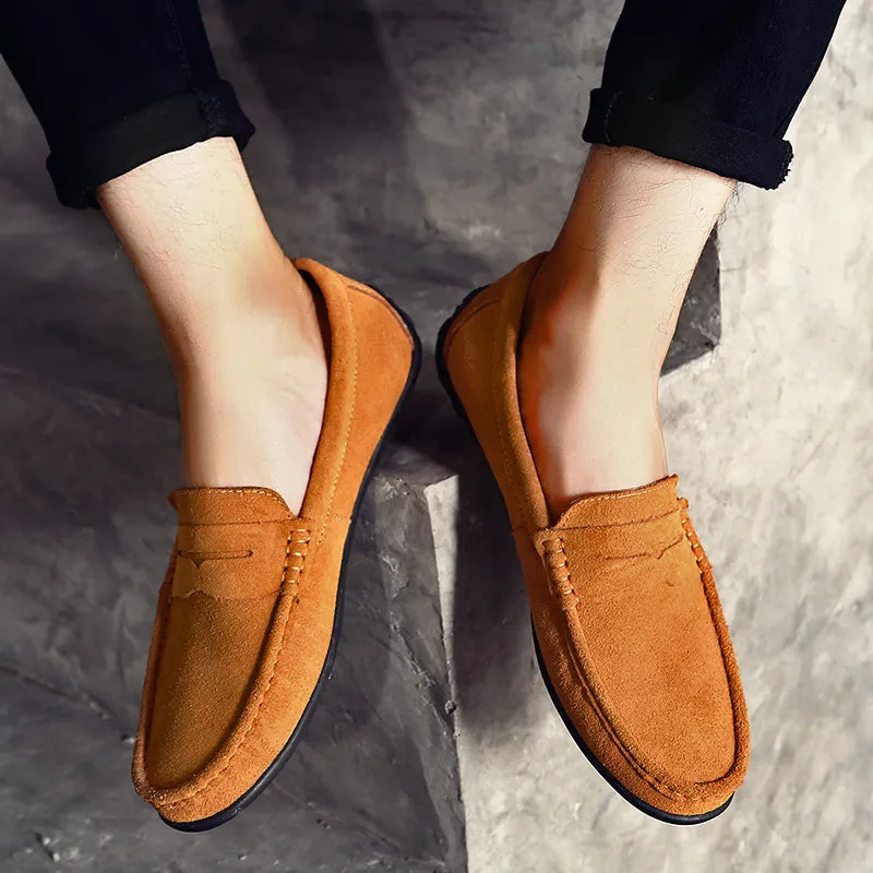 Men's Spring/Autumn Suede Genuine Leather Casual Driving Loafers/Moccasins | Plus Size