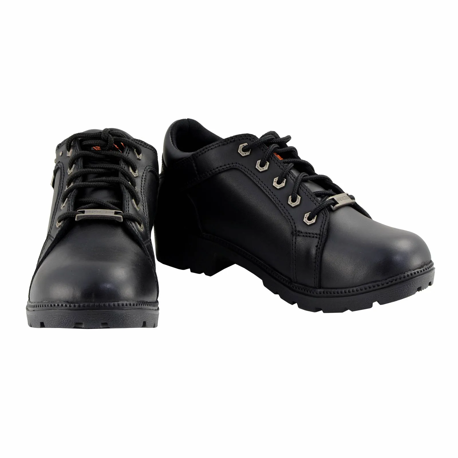 Milwaukee Leather MBL9311 | Women's Black Leather Lace-Up Motorcycle Riding Shoes with Anti-Slip Outsole