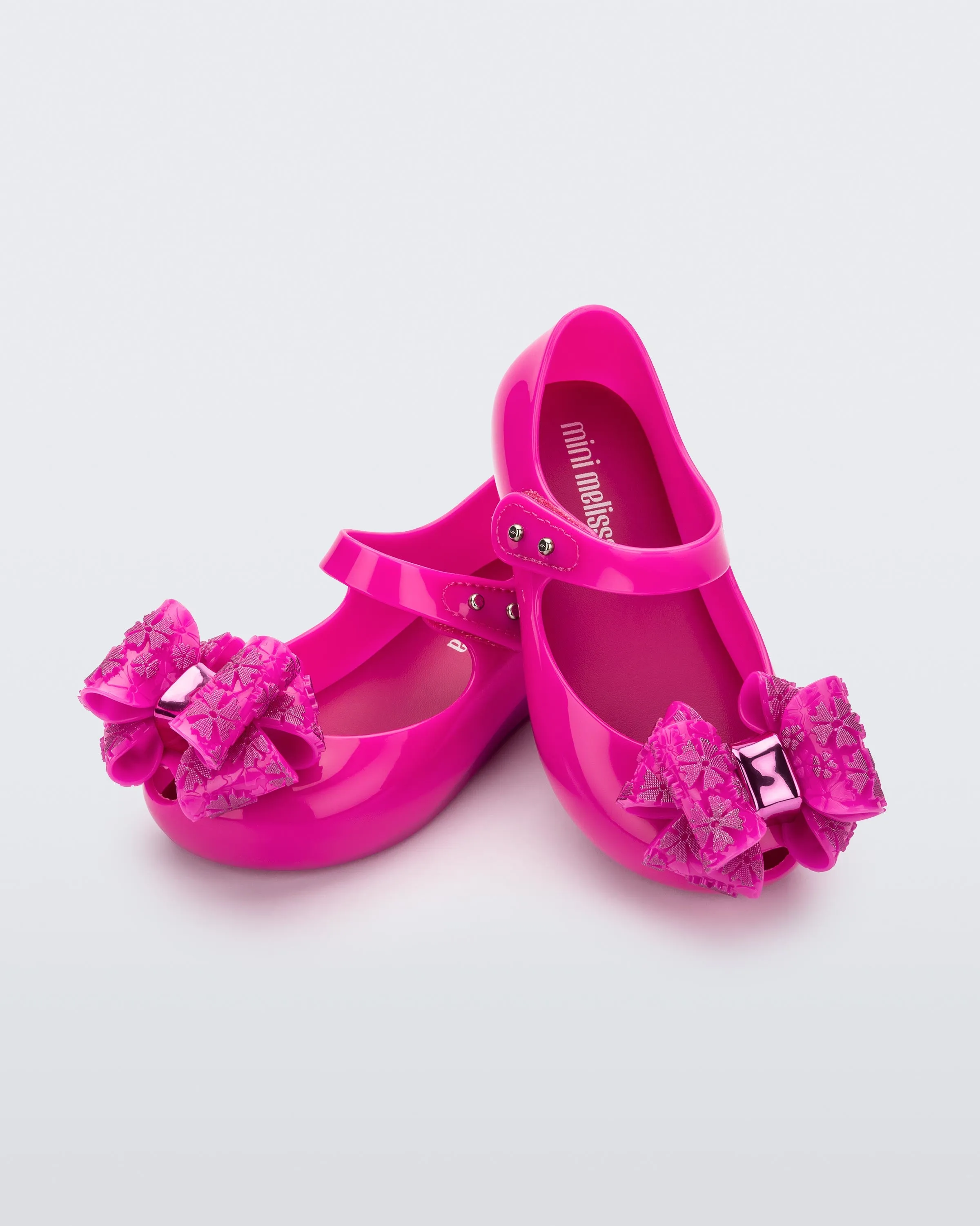 Mini Melissa Ultragirl Sweet XI Bow Detail Pink Ballerinas For Babies