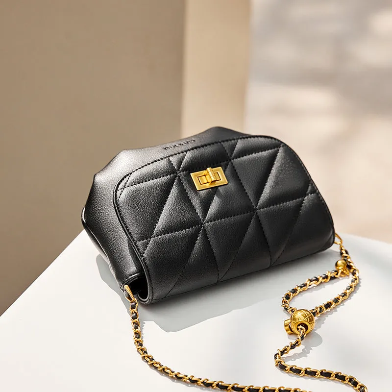 Monaco Trendy Triangle Quilted Leather Chain Bag