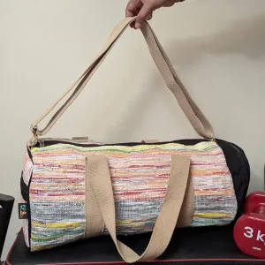 Multicolored Upcycled Handwoven Gym Duffle Weekender Bag (GDB1124-012)