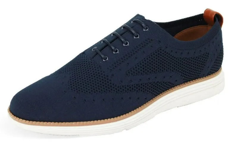 Navy Blue Men's Casual Lace-Up Sneakers Soft Material Shoes