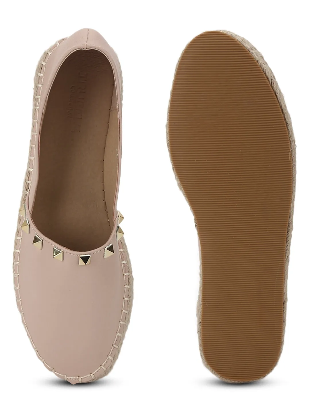 Nude PU Mash Slip On Flats