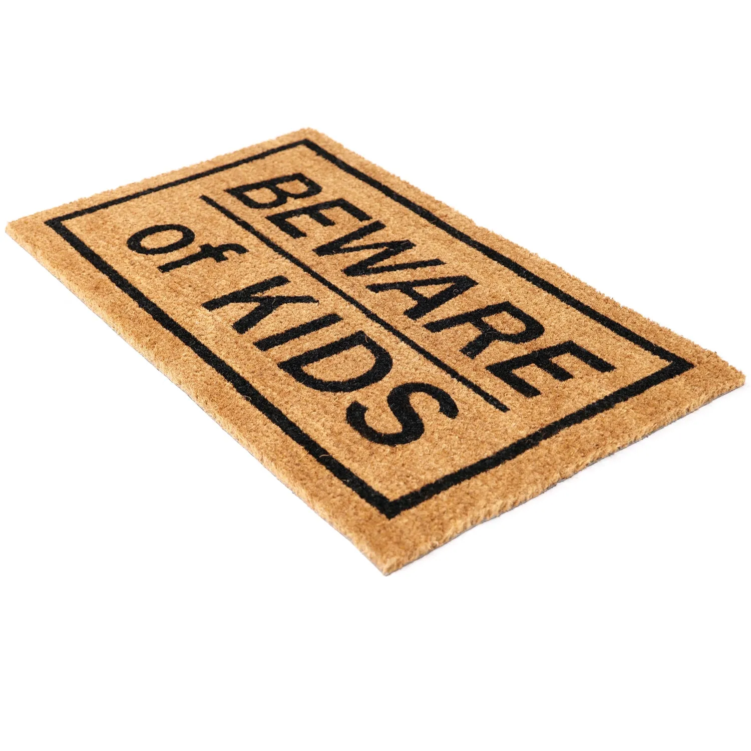 OnlyMat Beware of Kids Printed Natural Coir Funny Door Mat