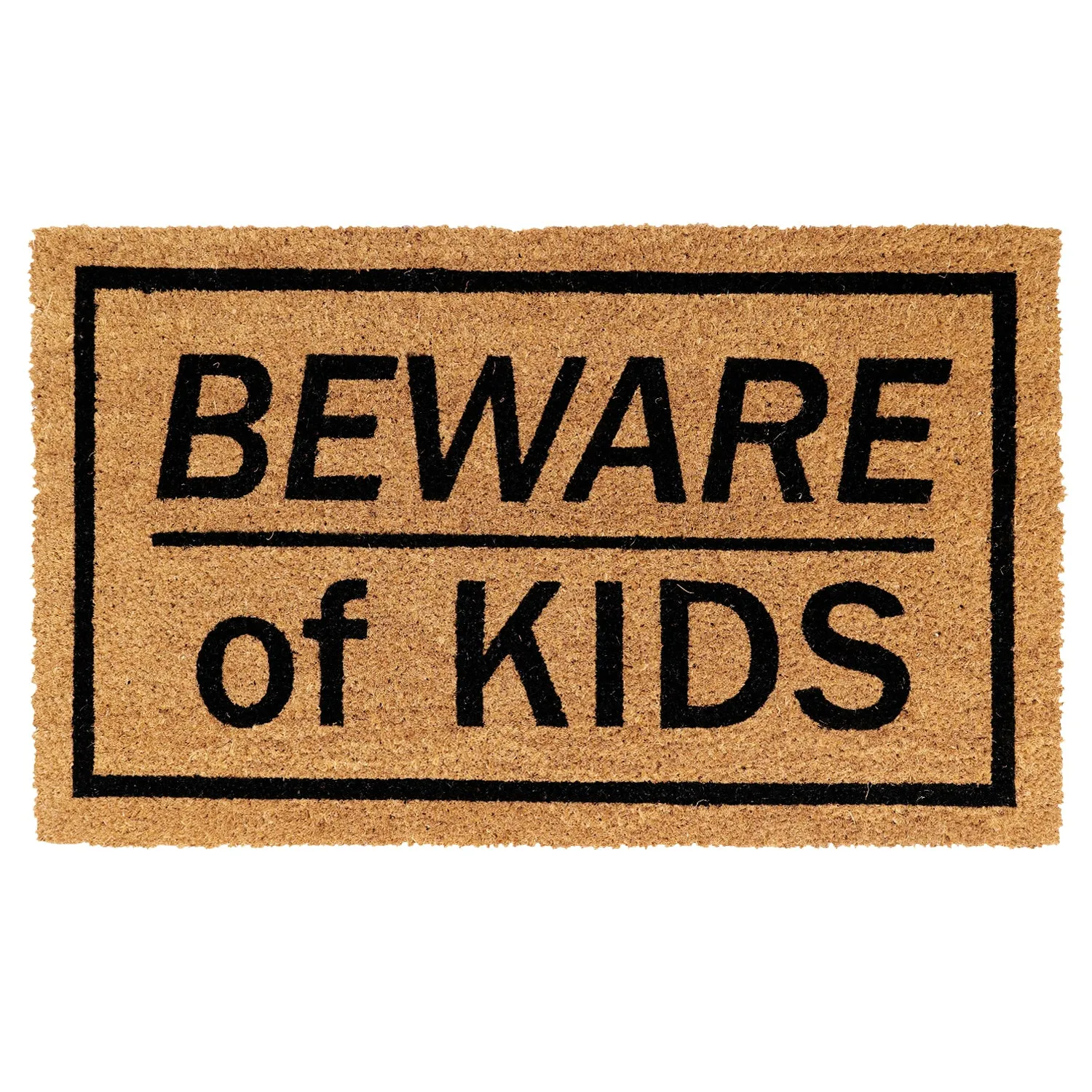 OnlyMat Beware of Kids Printed Natural Coir Funny Door Mat