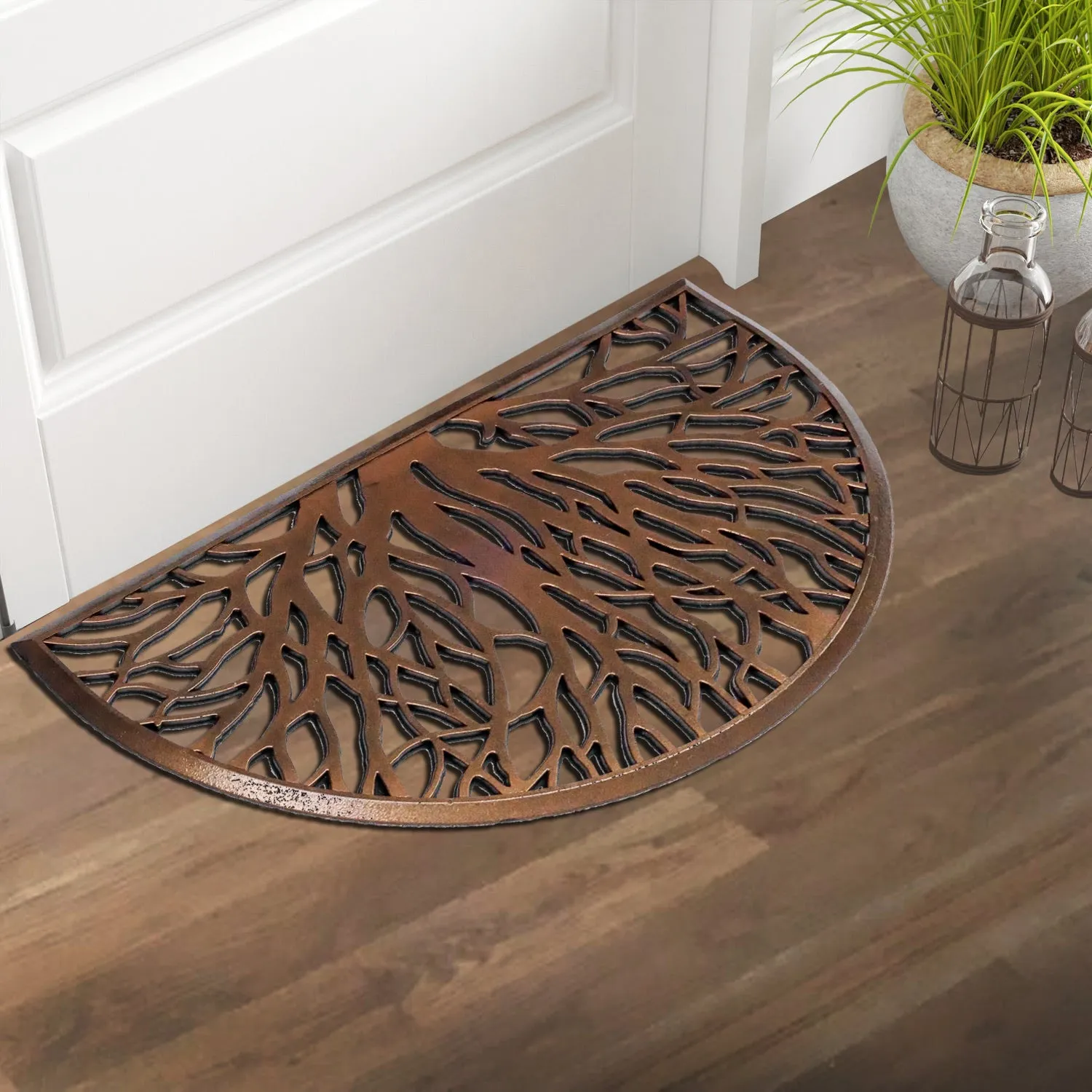 OnlyMat Elegant Bronze Oval Shape Rubber Tree Mat 45cm x 75cm