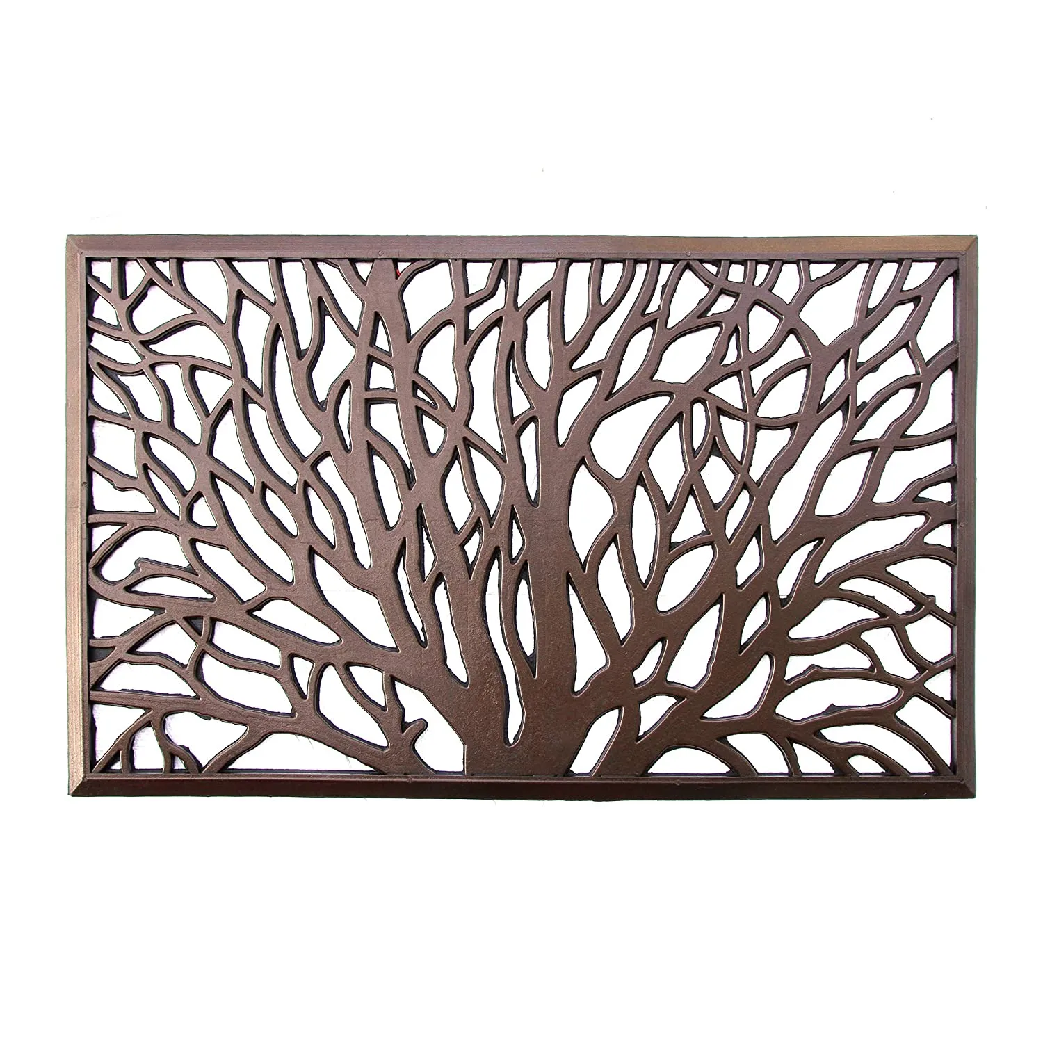 OnlyMat Moulded Tree Design Rubber Doormat in Metalic Colours - Indoor / Outdoor, Waterproof