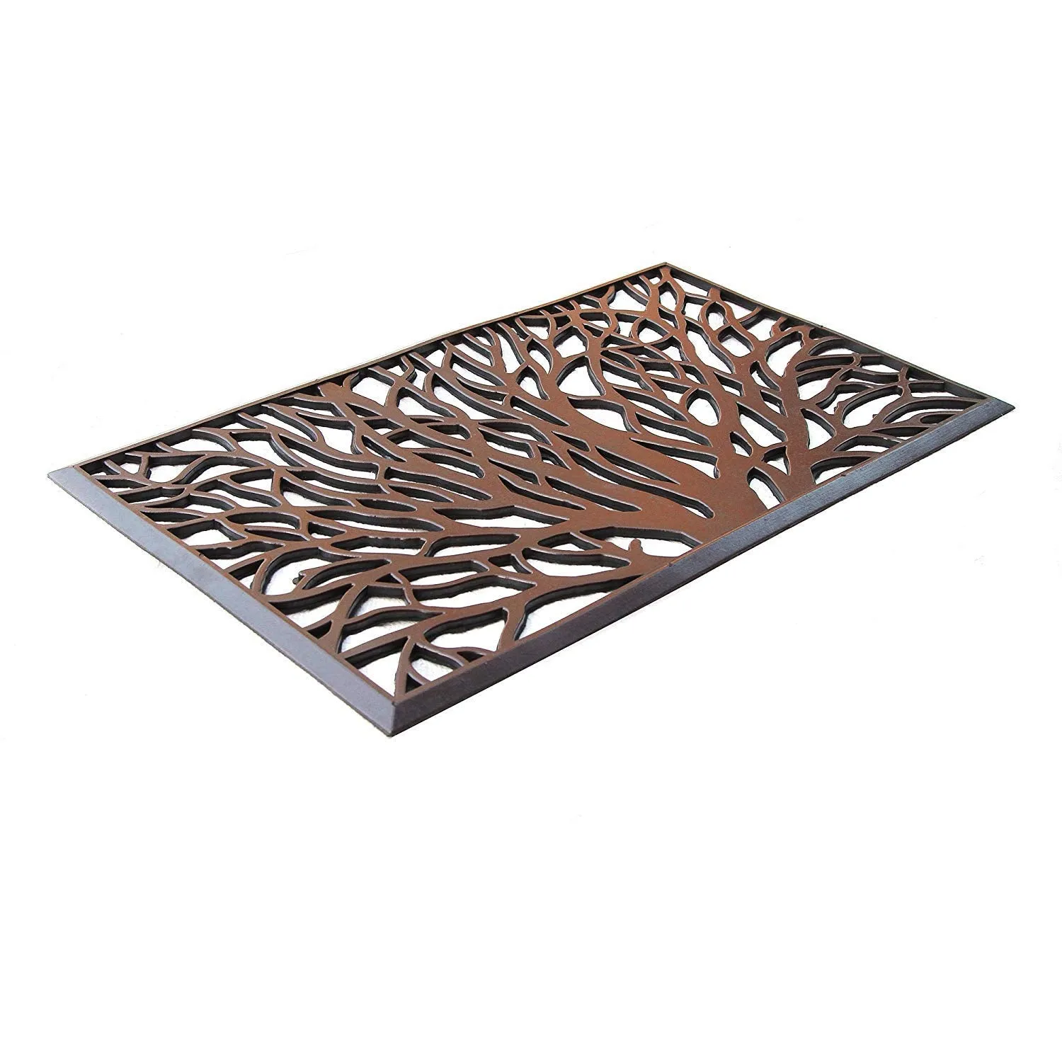 OnlyMat Moulded Tree Design Rubber Doormat in Metalic Colours - Indoor / Outdoor, Waterproof