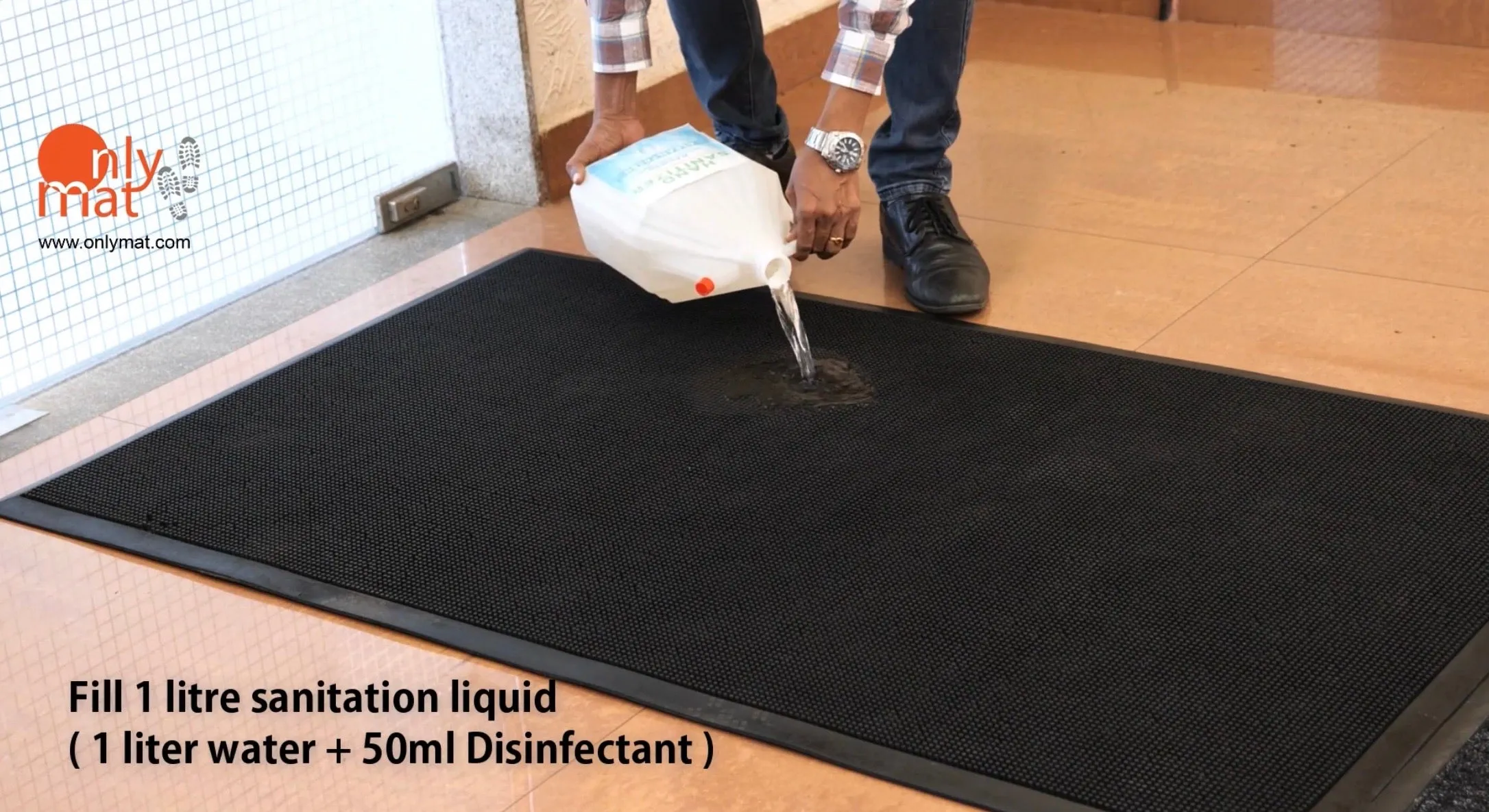 OnlyMat Sanitize Rubber Mat - 45cm x 75cm - Indoor / Outdoor, Waterproof