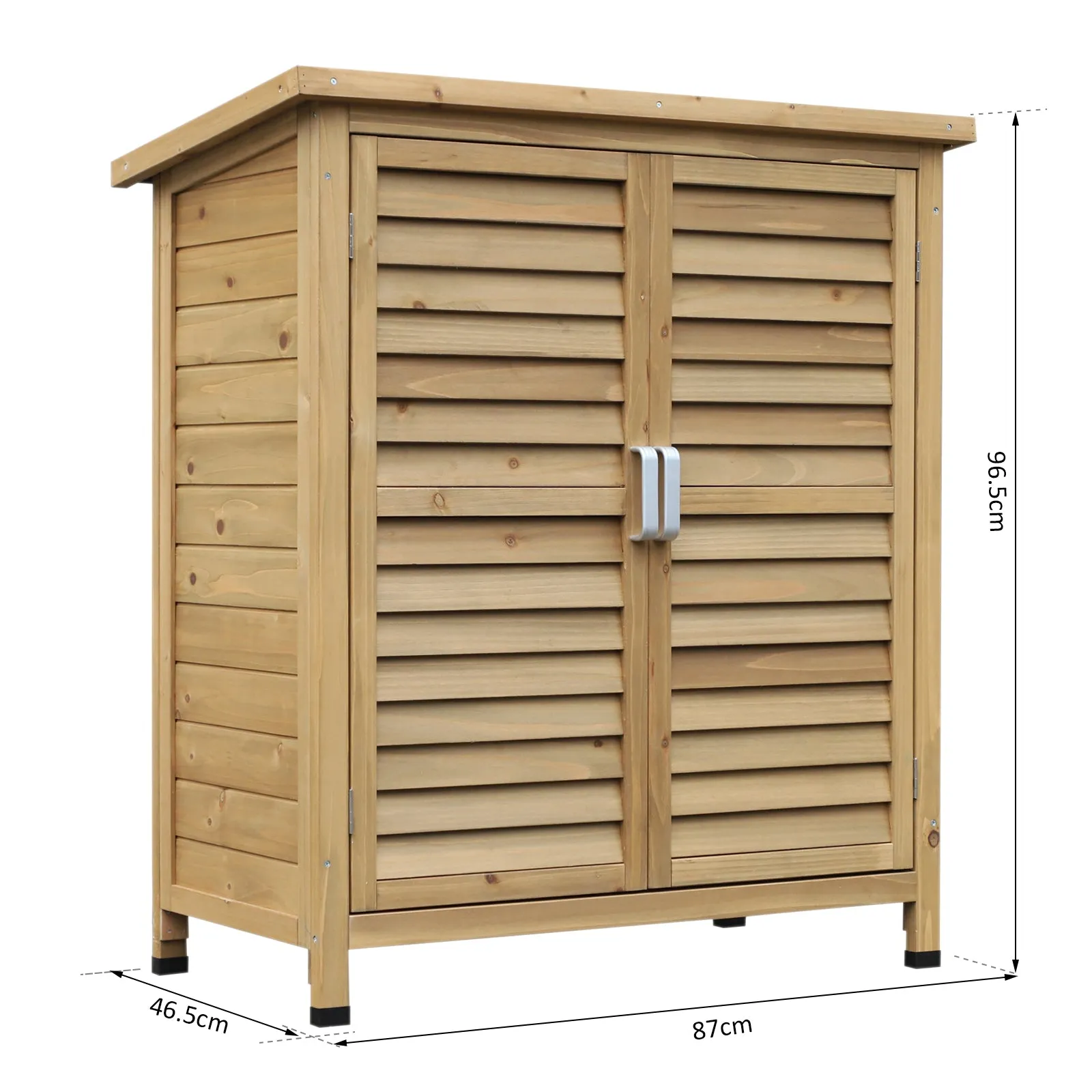 Outsunny Garden Storage Shed Solid Fir Wood Garage Organisation w/ Doors Natural