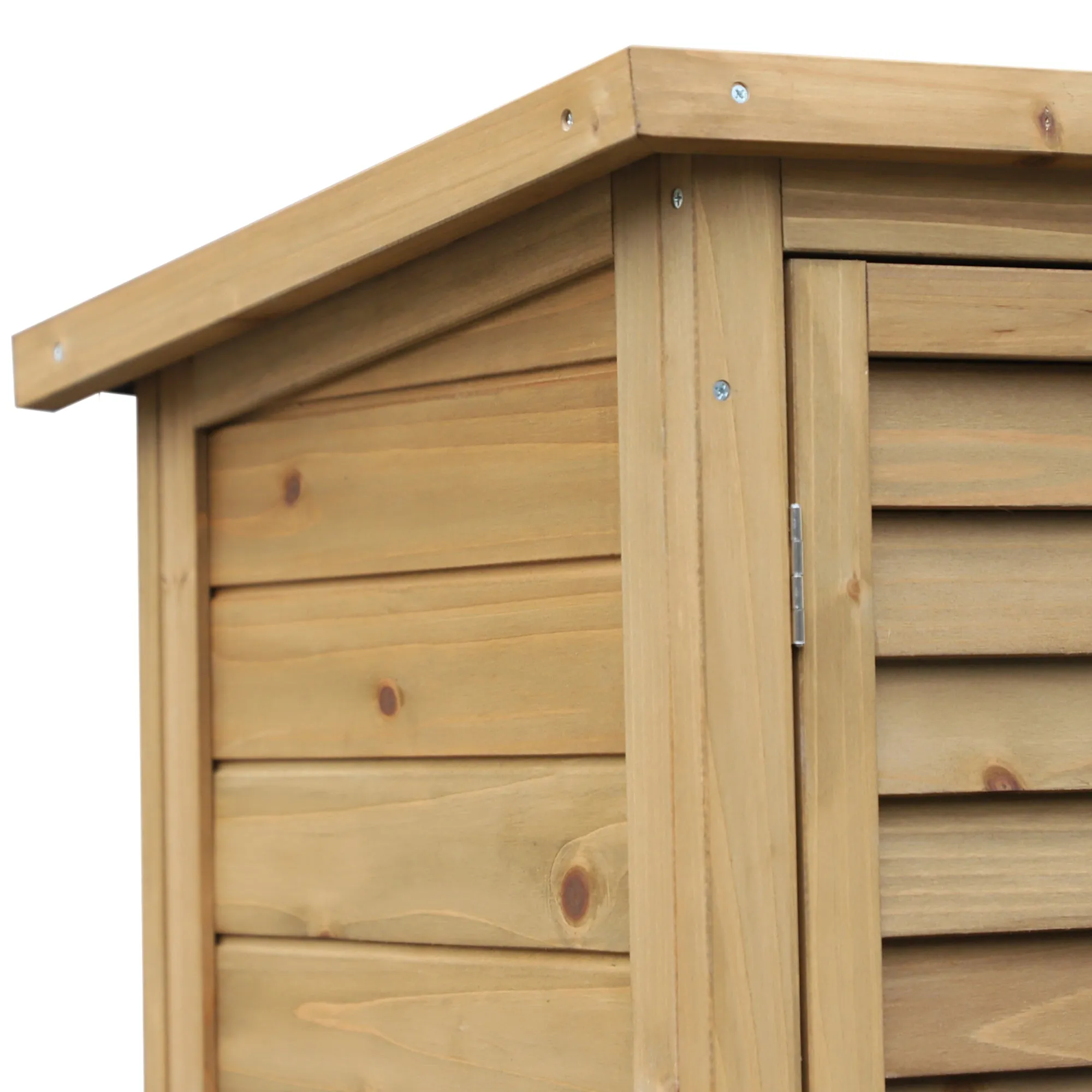 Outsunny Garden Storage Shed Solid Fir Wood Garage Organisation w/ Doors Natural