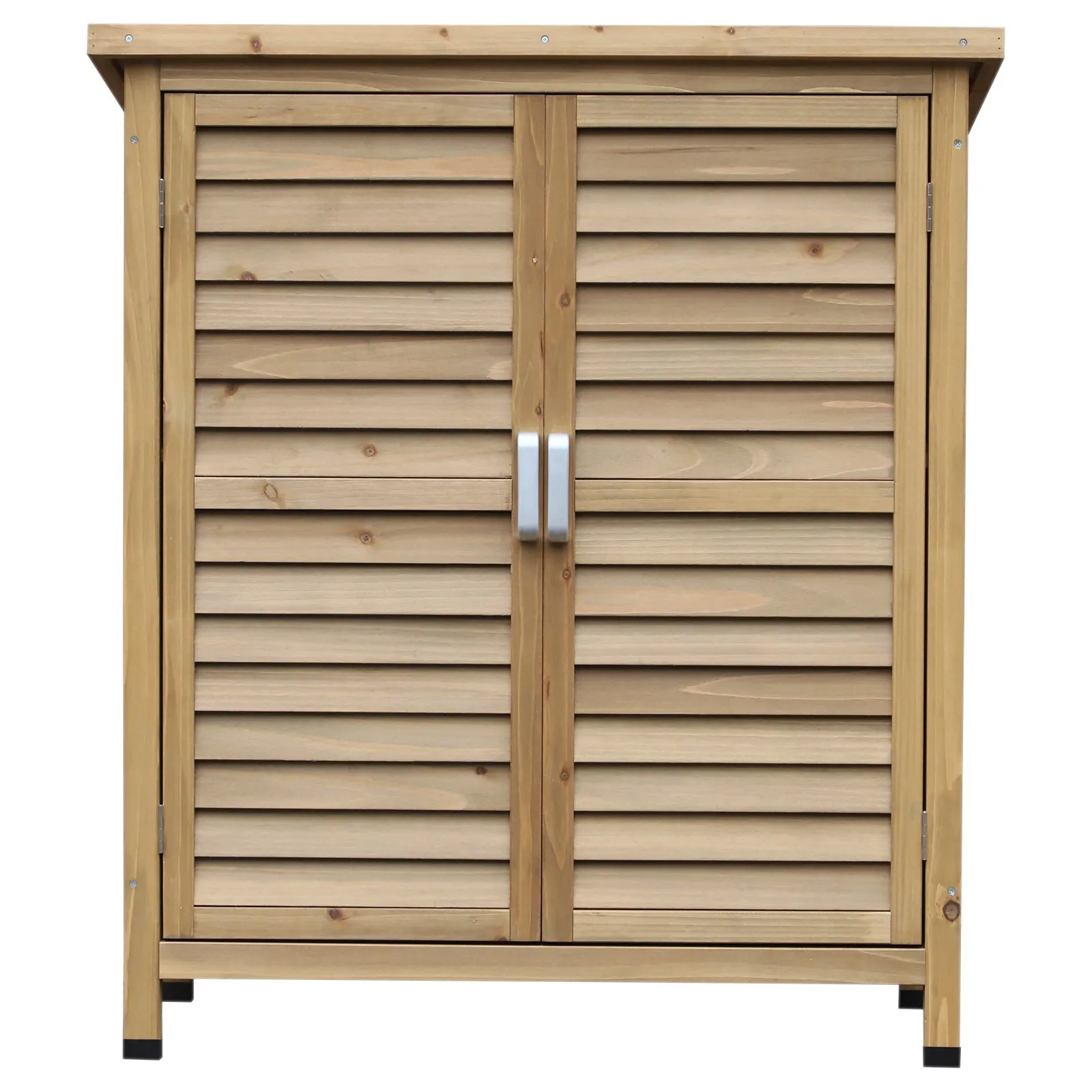 Outsunny Garden Storage Shed Solid Fir Wood Garage Organisation w/ Doors Natural