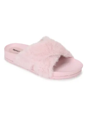 Pink Fuzzy Fur Slides